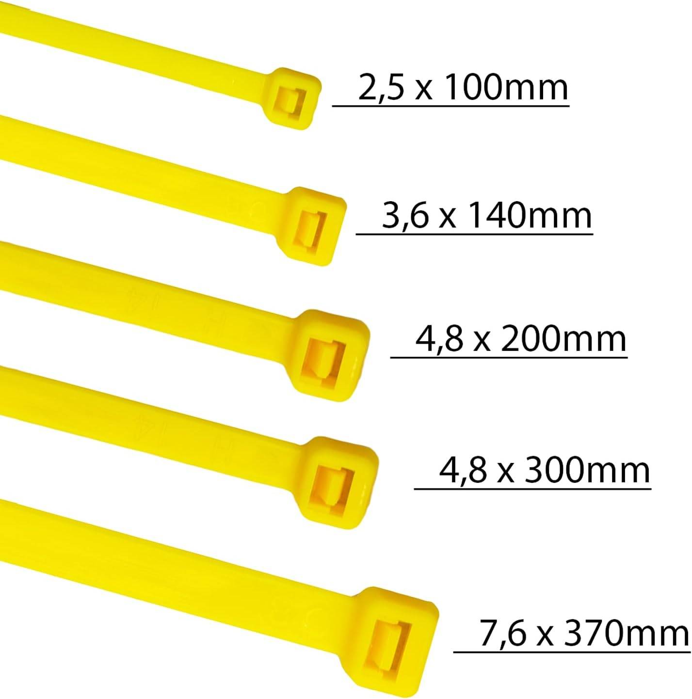 Kabelbinder 100 Stück gelb UV beständig Universalbinder 7,6 x 370 mm-1