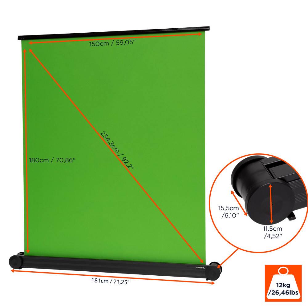 celexon Mobile Chroma Key Green Screen 150 x 180 cm-1