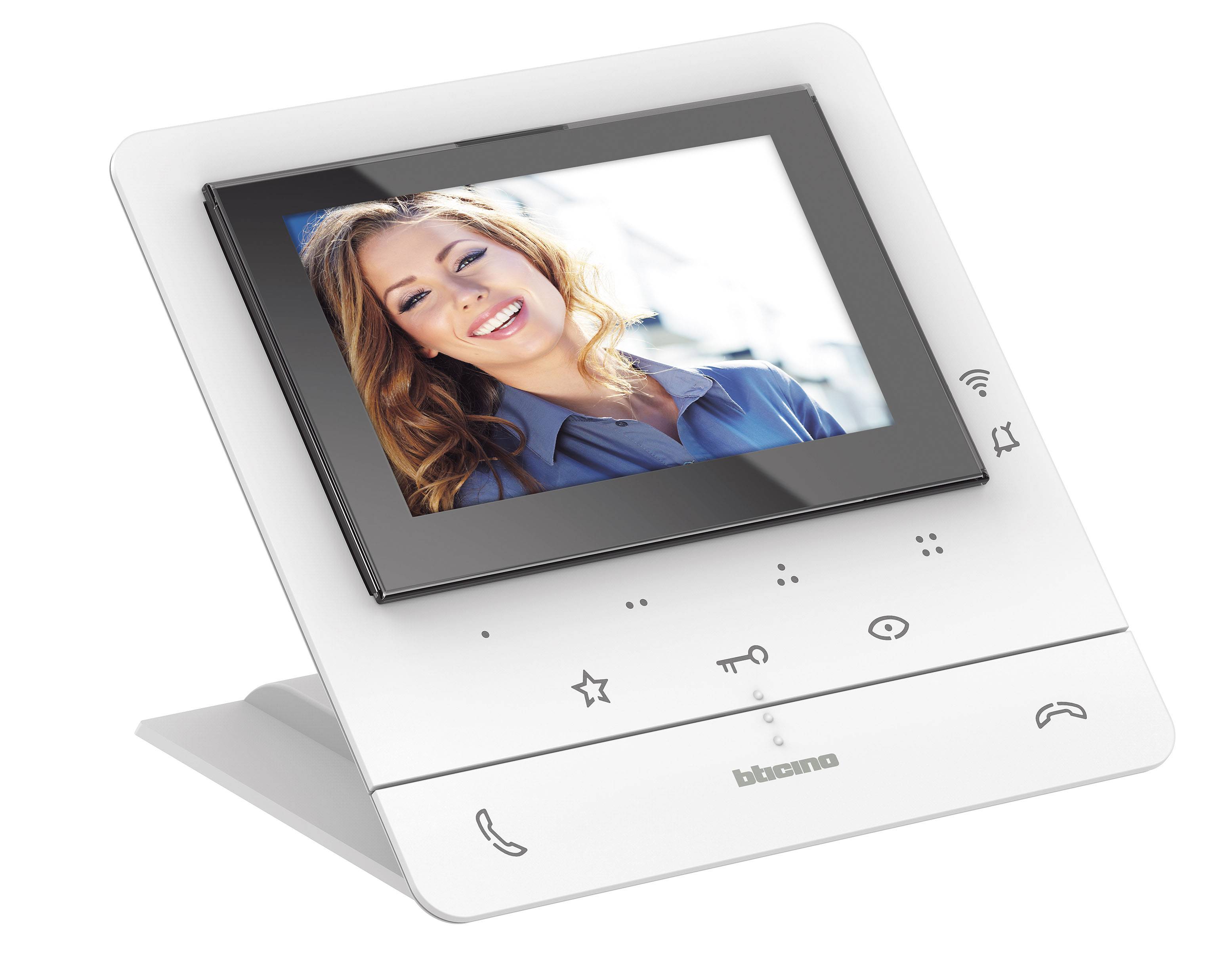 BTICINO, Video-Hausstation Classe 100X16E mit WLAN-Anbindung, 7" Touchscreen, Zweifamilienhaus-Erweiterung, Weiß, 344932-1