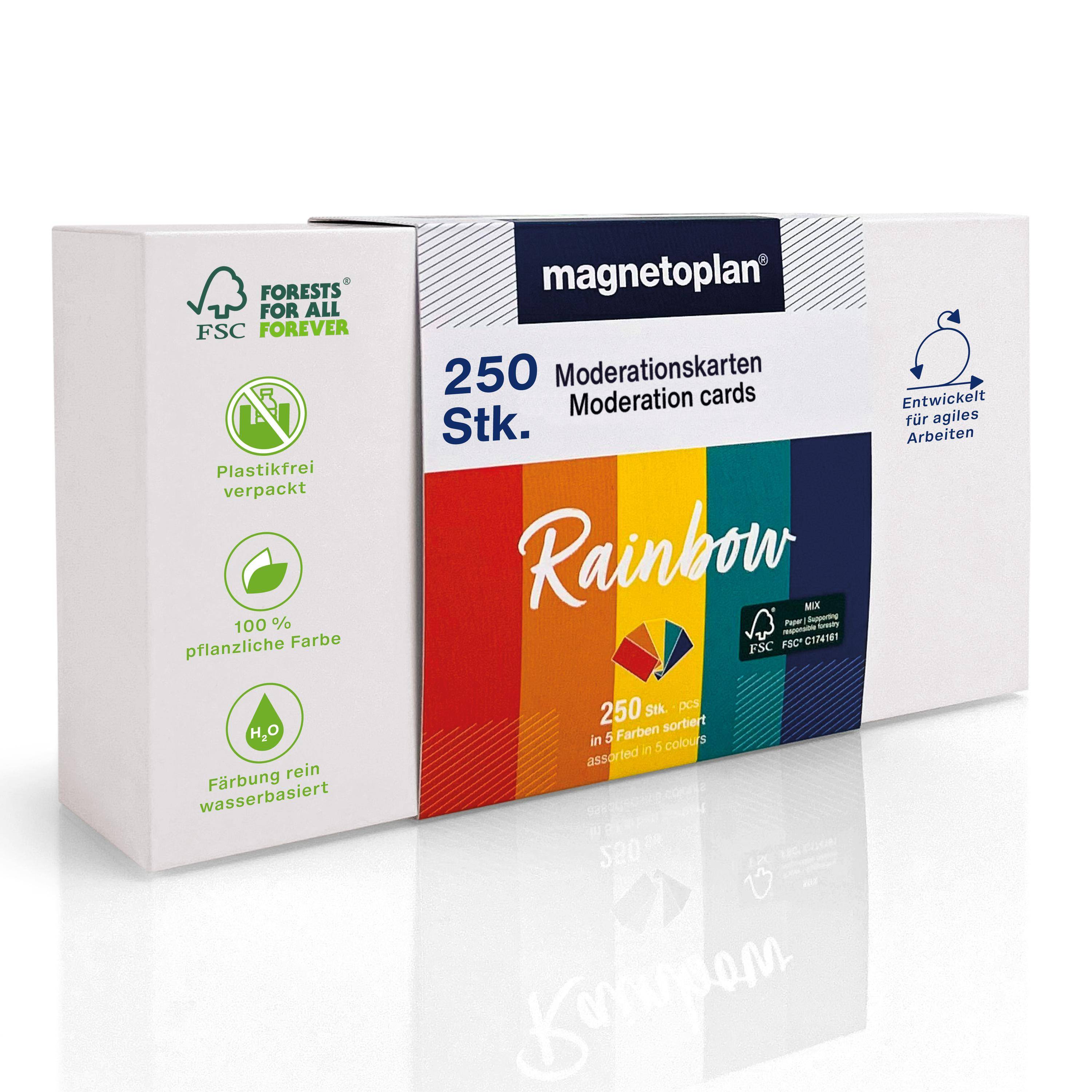 Magnetoplan Moderationskarten 200x100mm - Set "Rainbow" - 250Stk