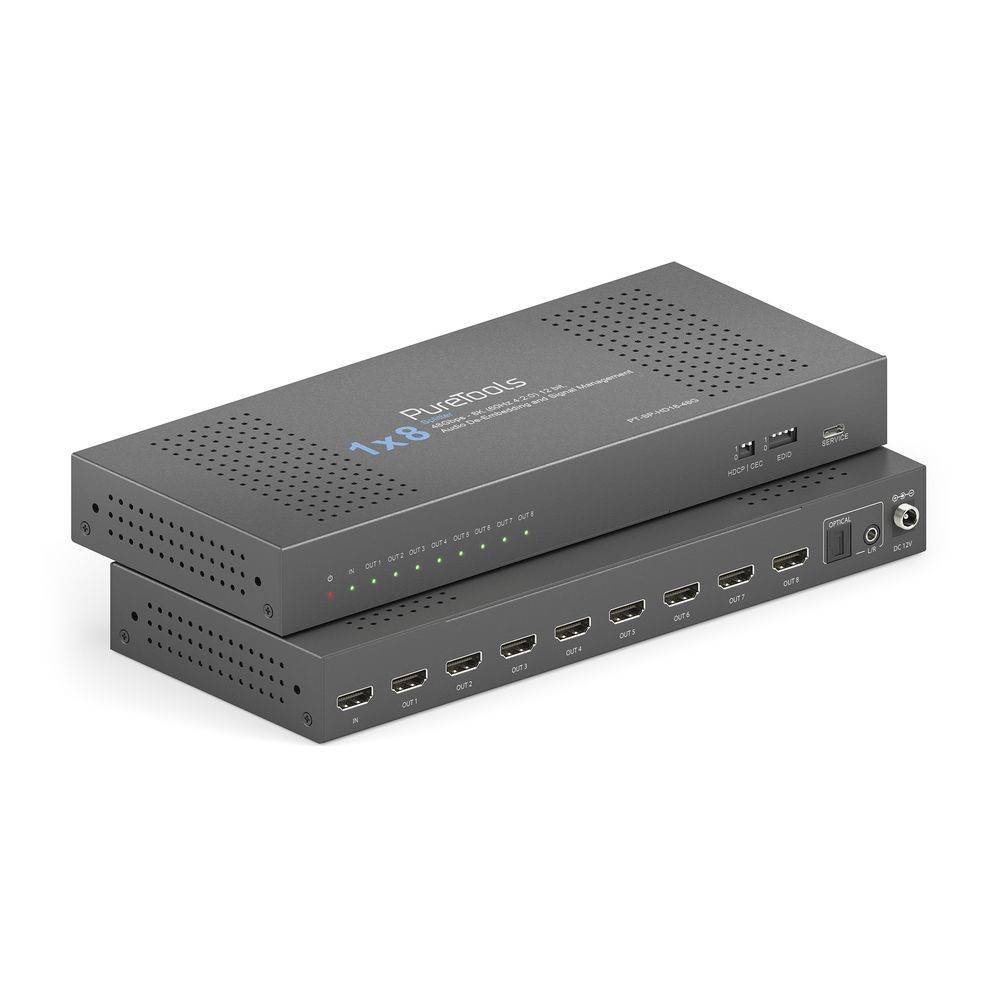 1x8 HDMI 2.1 Splitter - 48Gbps mit Scaler und Audio De-Embedding-2
