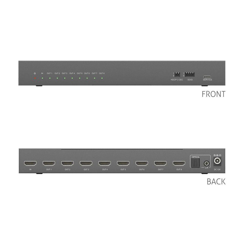 1x8 HDMI 2.1 Splitter - 48Gbps mit Scaler und Audio De-Embedding-3