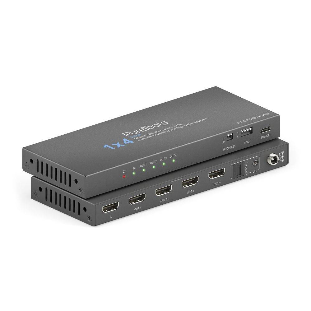 1x4 HDMI 2.1 Splitter - 48Gbps mit Scaler und Audio De-Embedding-2