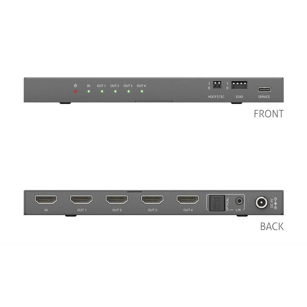 1x4 HDMI 2.1 Splitter - 48Gbps mit Scaler und Audio De-Embedding-3