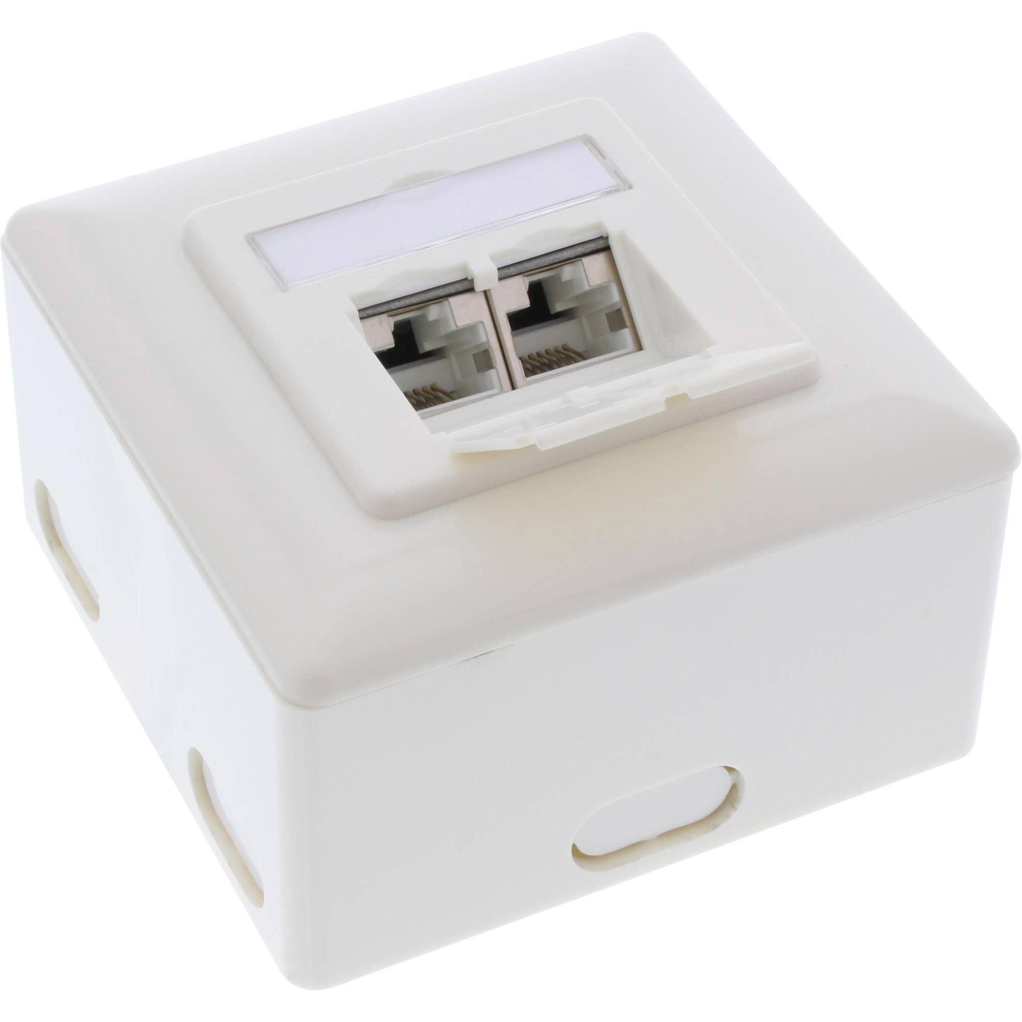 InLine® Cat.6A Anschlussdose, AP/UP 2x RJ45 Buchse, RAL9010, weiß, waagerecht-0