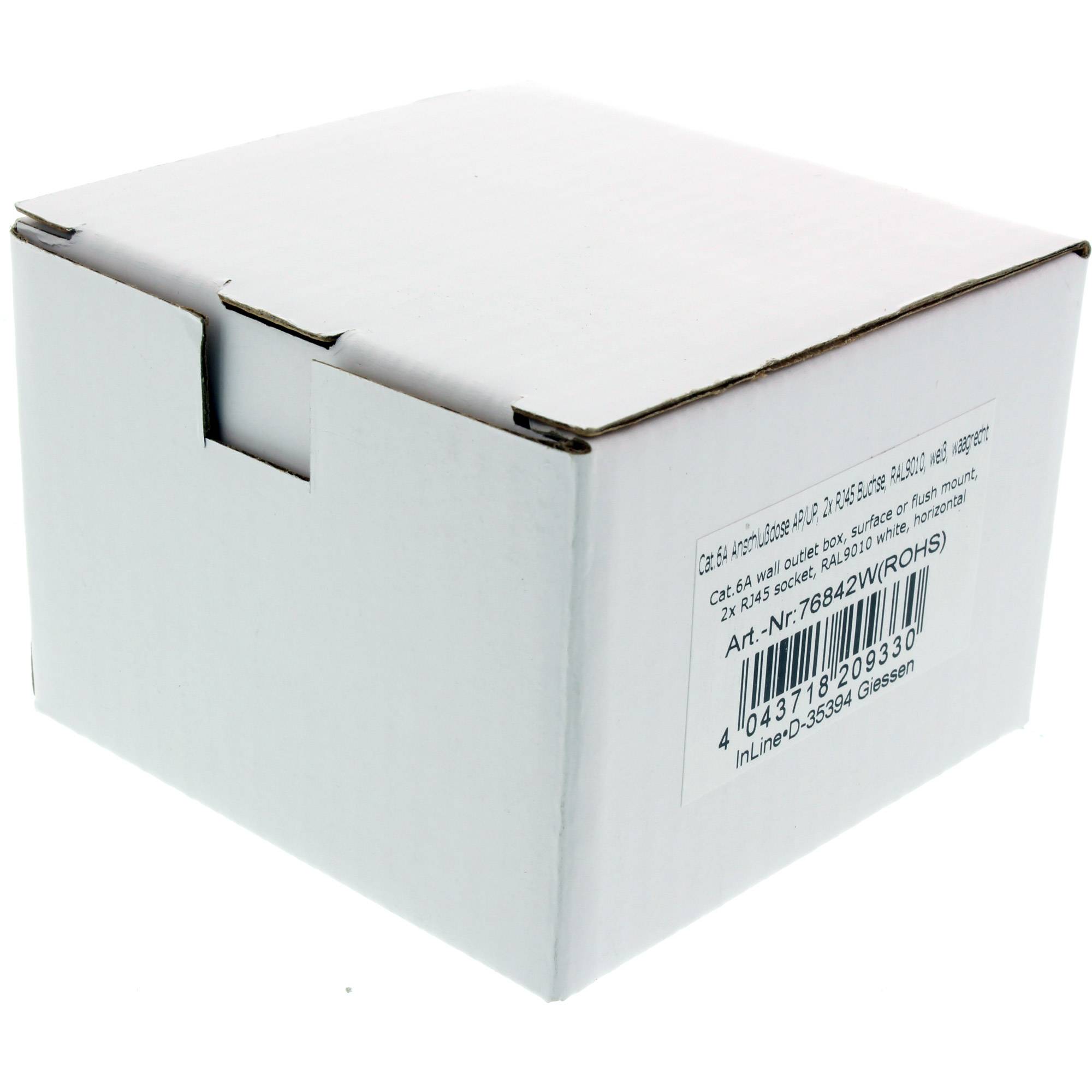InLine® Cat.6A Anschlussdose, AP/UP 2x RJ45 Buchse, RAL9010, weiß, waagerecht-3