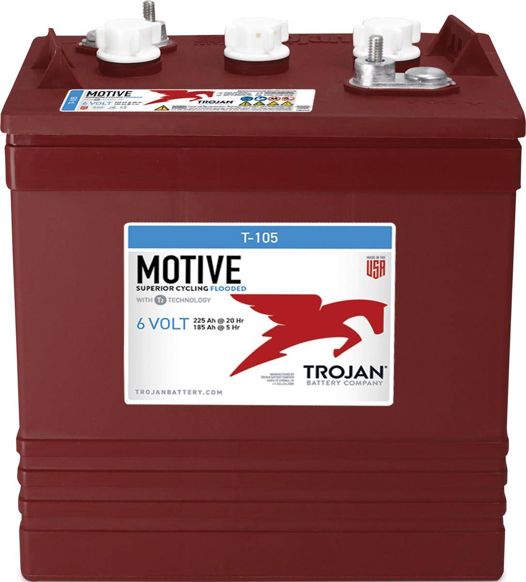 Trojan T-105 6V 225Ah Deep Cycle Traktionsbatterie ELPT-Anschluss-0