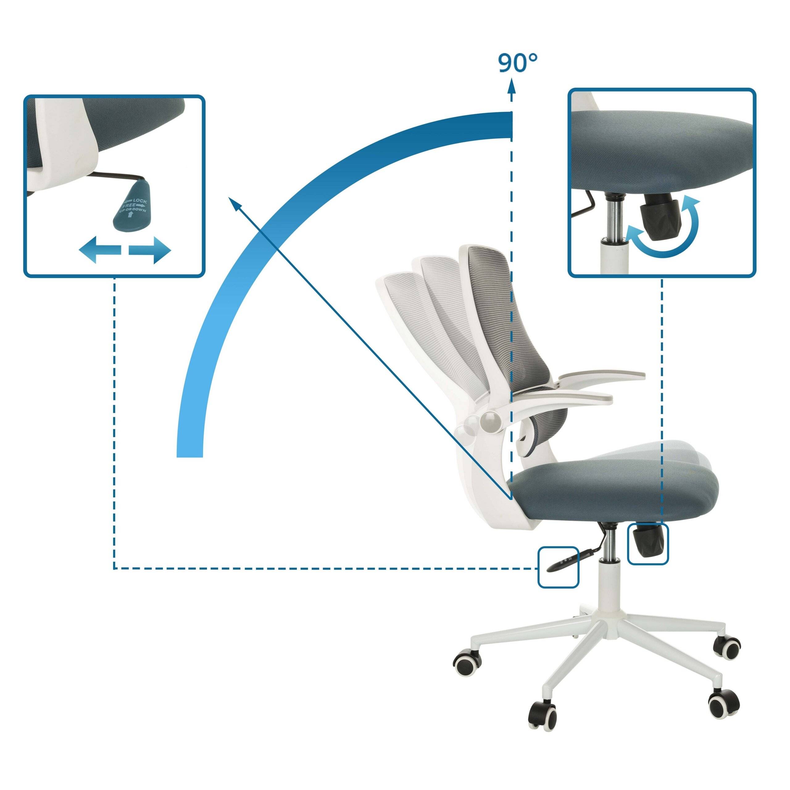 Bürostuhl Drehstuhl MIKO W ECO Netz Stoff grau hjh OFFICE-1