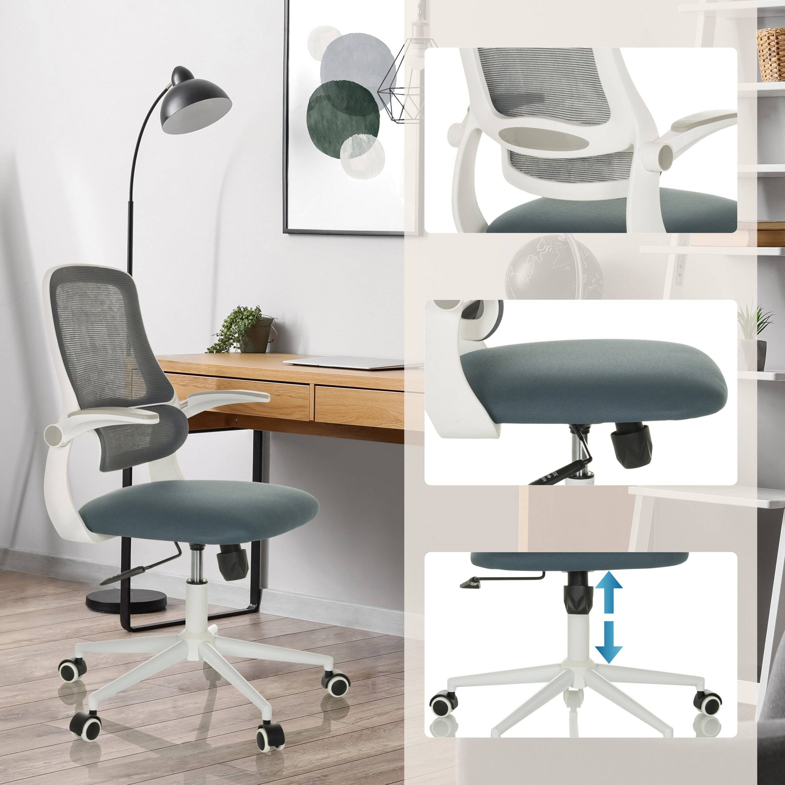 Bürostuhl Drehstuhl MIKO W ECO Netz Stoff grau hjh OFFICE-3