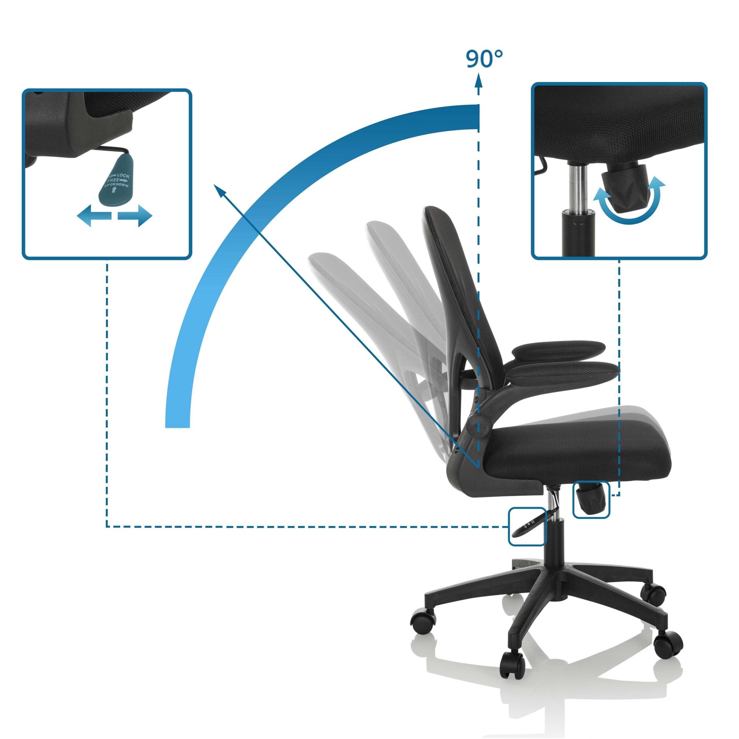 Bürostuhl Drehstuhl BELIO Netz Stoff schwarz hjh OFFICE-2