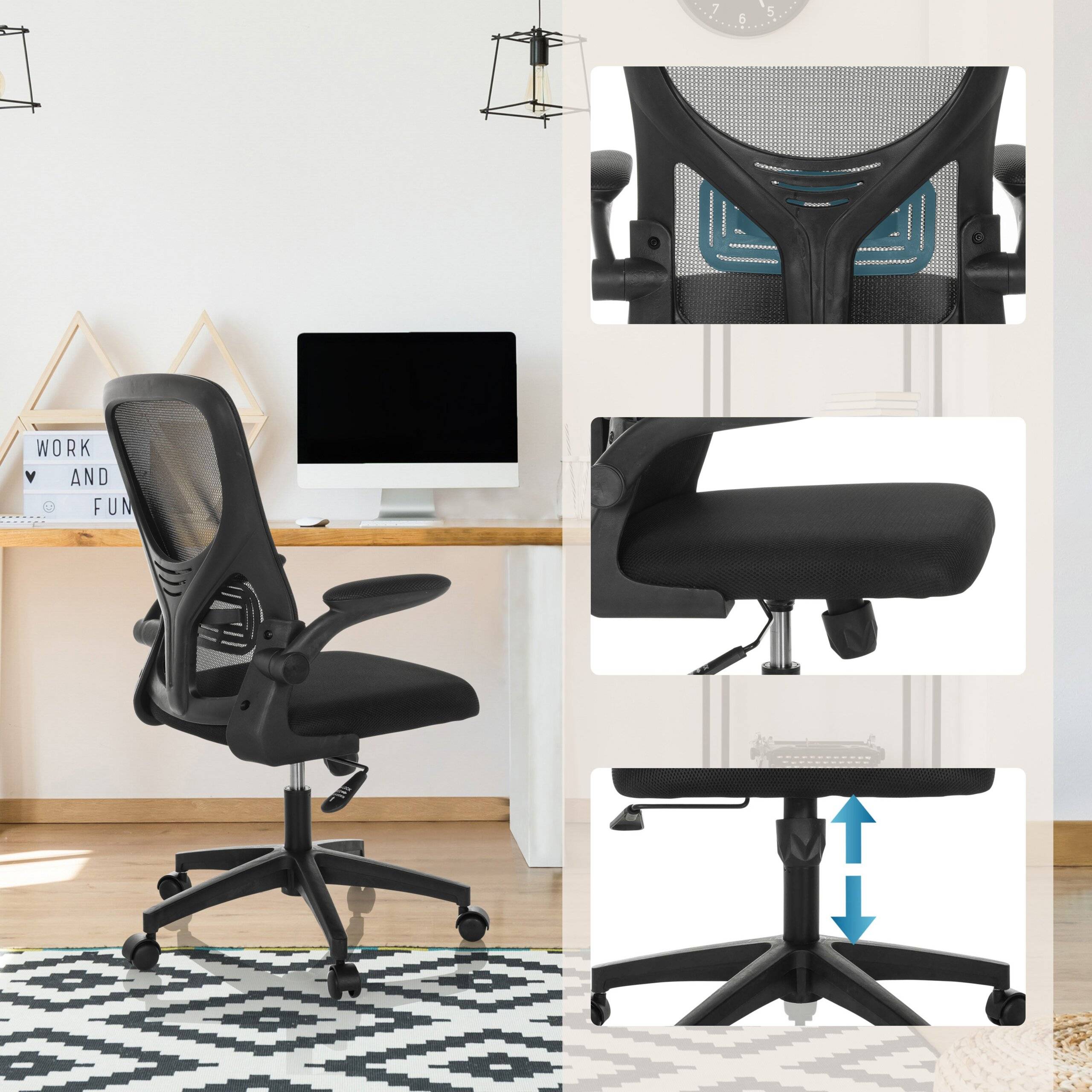 Bürostuhl Drehstuhl BELIO Netz Stoff schwarz hjh OFFICE-4