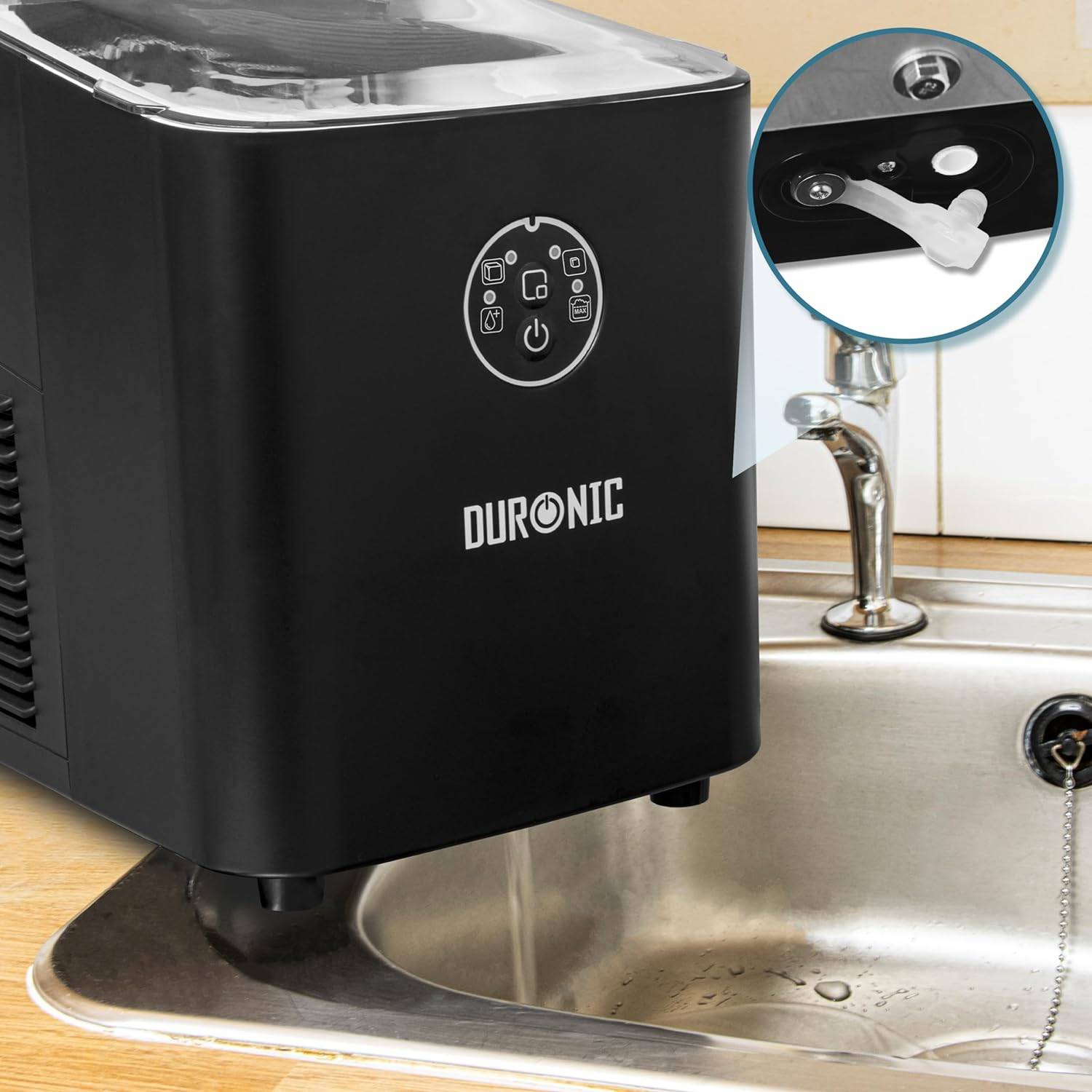 Duronic ICM12 BK Automatische Eiswürfelmaschine, 8 Eiswürfel in 6-8 min, 1 L Wassertank, Leiser Kompressor bis 54dB-3