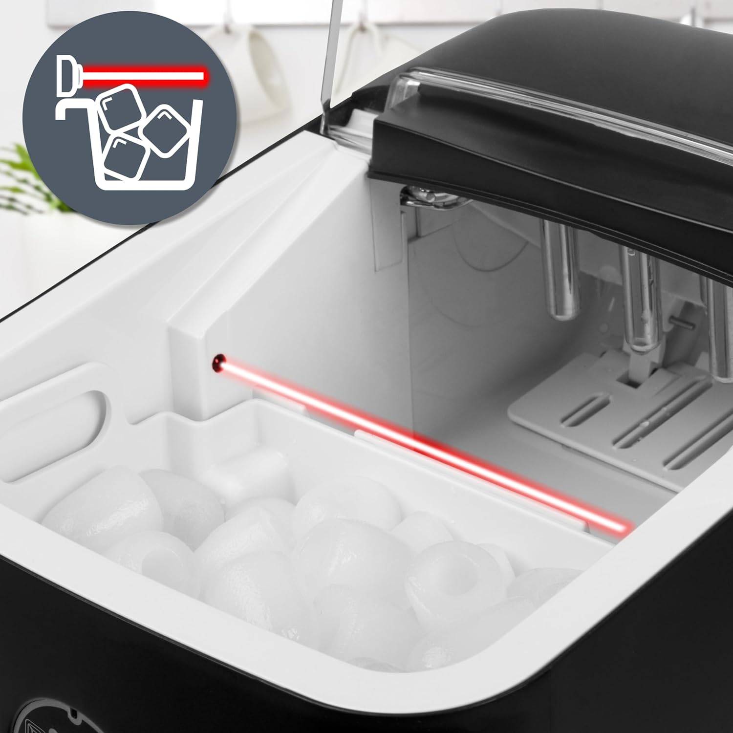 Duronic ICM12 BK Automatische Eiswürfelmaschine, 8 Eiswürfel in 6-8 min, 1 L Wassertank, Leiser Kompressor bis 54dB-4
