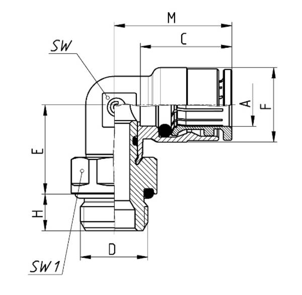 Camozzi 6522 6-1/8 Superschneller pneumatischer Steckanschluss