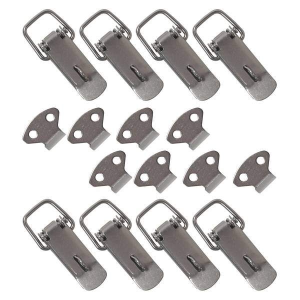 HMF 14980-09 Edelstahl Spannverschluss mit Schlossöse, 8 Stück, 27 x 75 mm, Silber