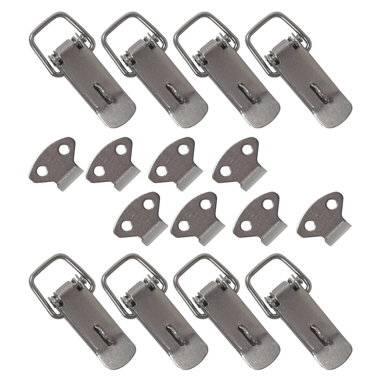 HMF 14980-09 Edelstahl Spannverschluss mit Schlossöse, 8 Stück, 27 x 75 mm, Silber-0