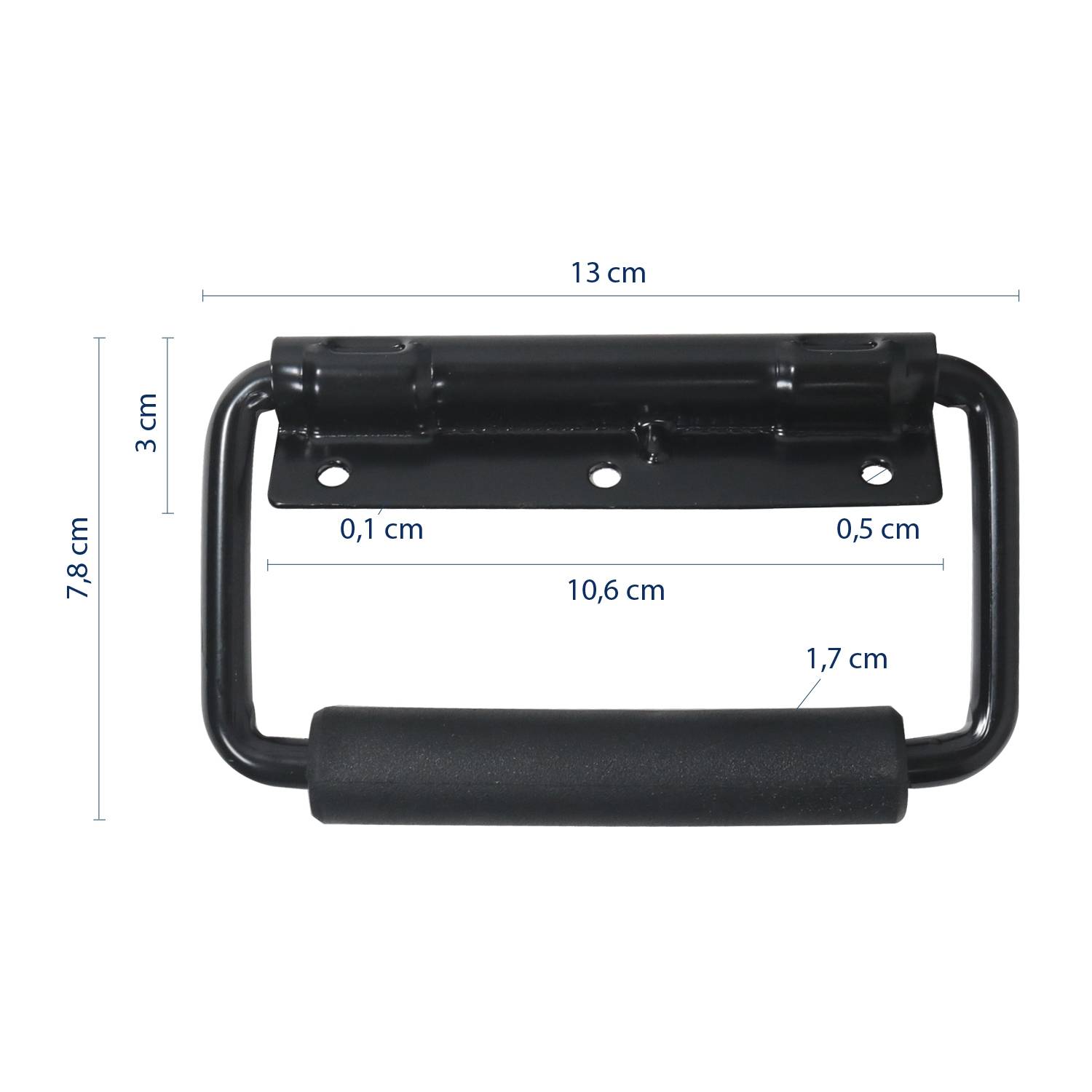 HMF Klappgriff 2er Set, Gefedert, 3 Loch, 13 x 3 cm, Schwarz-1