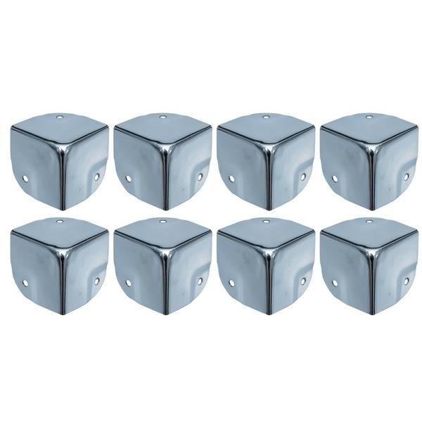 HMF 14966-09 Eckenschutz aus Metall für Koffer, 8 Stück, 40 x 40 x 40 mm, Silber verzinkt