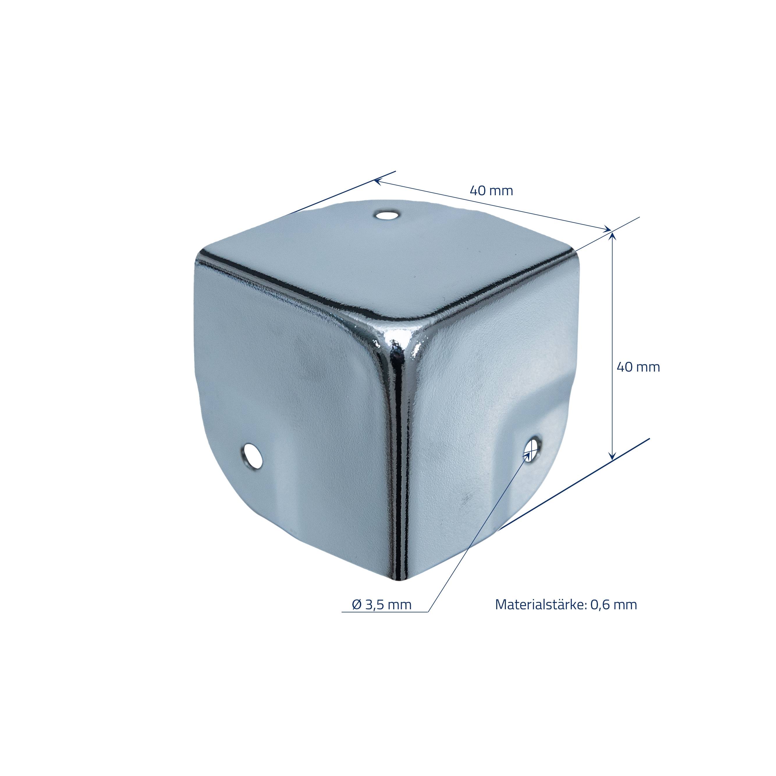 HMF 14966-09 Eckenschutz aus Metall für Koffer, 8 Stück, 40 x 40 x 40 mm, Silber verzinkt-1