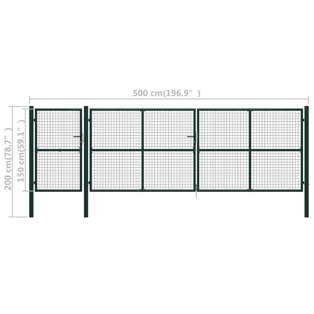 Gartentor Stahl 500×150 cm Grün-4