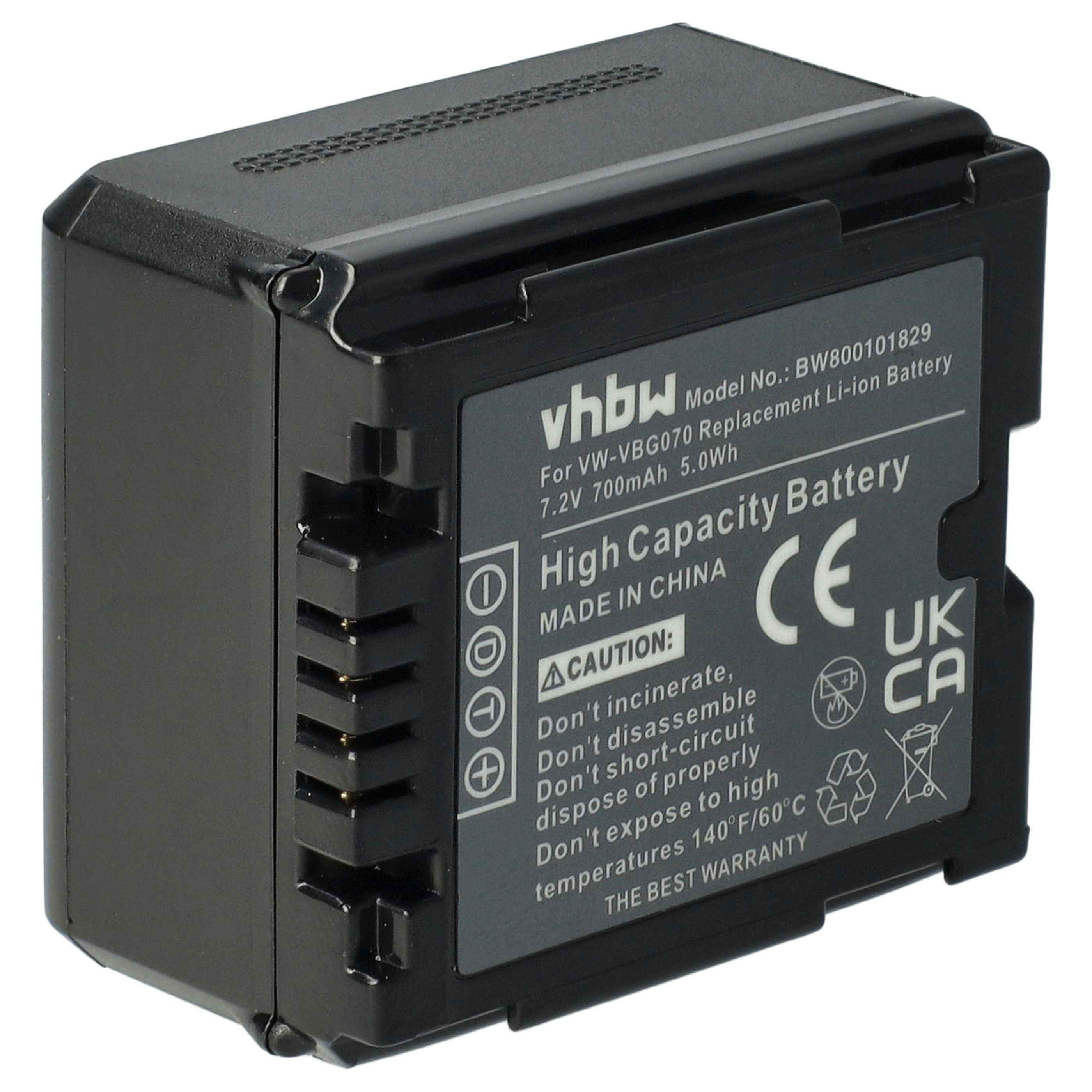 vhbw Akku kompatibel mit Panasonic VDR-D50 | VDR-D310 Videokamera Camcorder (700 mAh, 7,2 V, Li-Ion) + Infochip-0