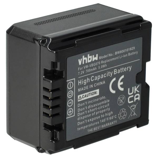 vhbw Akku kompatibel mit Panasonic VDR-D50 | VDR-D310 Videokamera Camcorder (700 mAh, 7,2 V, Li-Ion) + Infochip