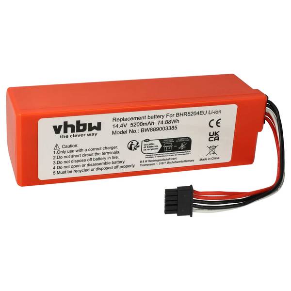 vhbw Akku kompatibel mit Xiaomi MJST1SHW | MJST1S 2 PRO, MJST1S, MJSTS, MJSTS1, MOP 2 Saugroboter (5200 mAh, 14,4 V