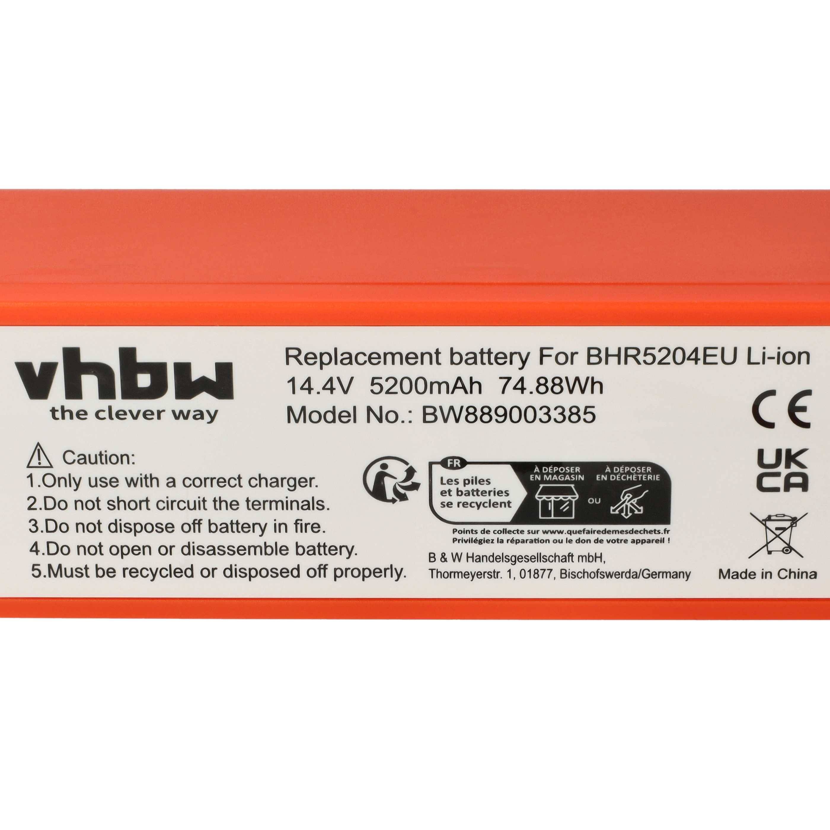 vhbw Akku kompatibel mit Xiaomi MJST1SHW | MJST1S 2 PRO, MJST1S, MJSTS, MJSTS1, MOP 2 Saugroboter (5200 mAh, 14,4 V-4