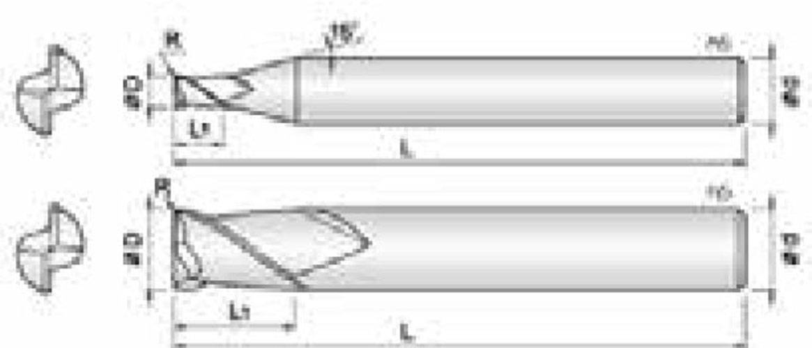 COGO VHM Eckradiusfräser für Heavy Cuts 2ECR040001S04 mit BLUE Beschichtung 4mm Durchmesser-2