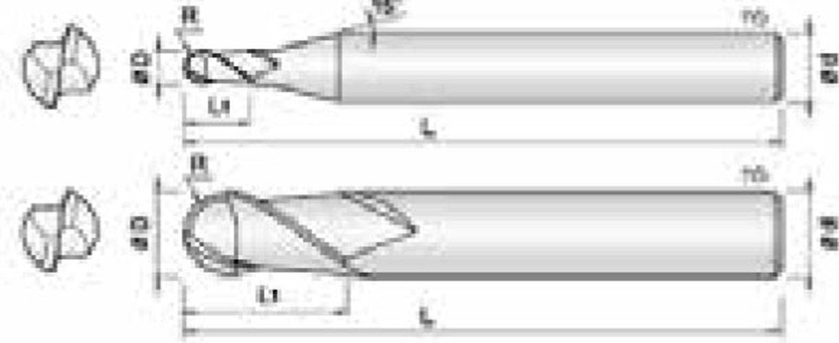 COGO VHM Kugelfräser für Heavy Cuts 2ECB003006S04 mit BLUE Beschichtung 0,3mm Durchmesser-2