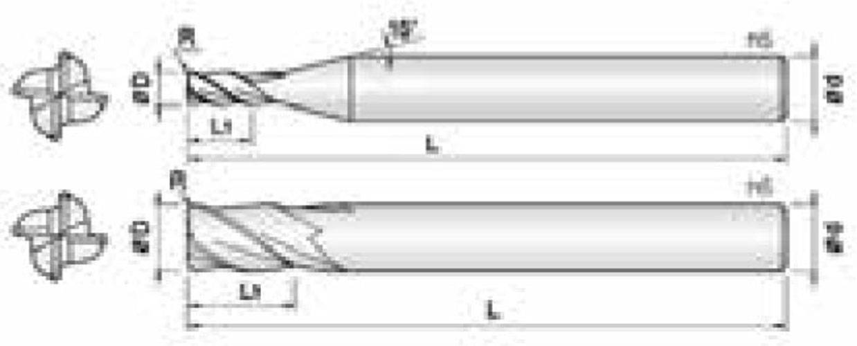 COGO VHM Eckradiusfräser für Heavy Cuts 4ECR060001050 mit BLUE Beschichtung 6mm Durchmesser-2