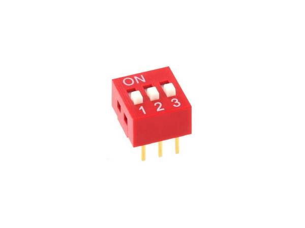 DIP-Schiebeschalter print Rastermaß 2,54 mm 3 polig rot