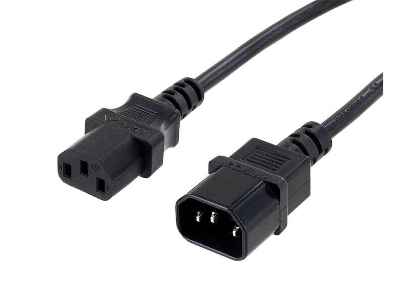Kaltgerätenetzkabel zur Verlängerung Kaltgeräte Stecker auf Kaltgeräte Buchse 2 m schwarz 0,75-0