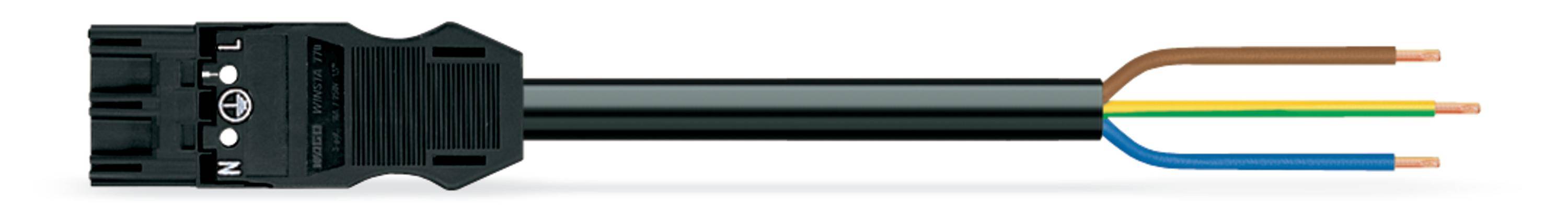 WAGO WINSTA MIDI Steckverbinder-System 3-5x4 mm² Anschlussleitung, Stecker - offenes Leitungsende, 3 polig, schwarz-2