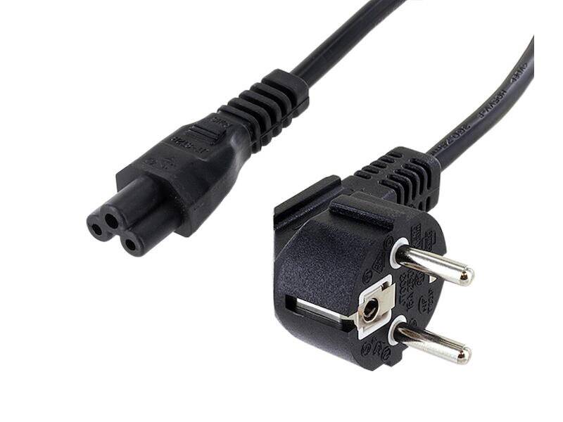 Netzkabel Schutzkontakt Winkelstecker auf IEC320-C5 Buchse 2 m schwarz 0,75 qmm-0