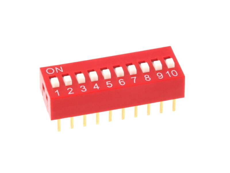 DIP-Schiebeschalter print Rastermaß 2,54 mm 10 polig rot-0