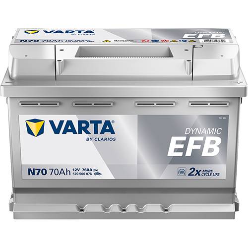 VARTA N70 Blue Dynamic EFB 12V 70Ah 760A Autobatterie Start-Stop 570 500 076-0