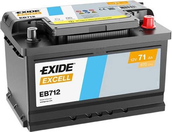 Exide EB712 Excell 12V 71Ah 670A Autobatterie