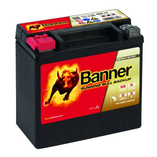 Banner 51400 BackUp Aux 14 AGM Running Bull 12V 12Ah 200A Autobatterie