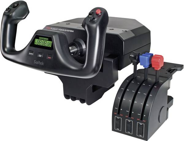 Logitech Gaming Saitek Pro Flight Yoke System PZ44 Flugsimulator-Steuerhorn USB PC Schwarz Schraubbefestigung