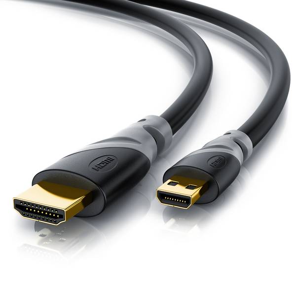 CSL HDMI Typ D (Micro) 2.0 zu HDMI Typ A Kabel, 4K, Ethernet, Ultra HD 2160p (3840 × 2160 Pixel) - 1m