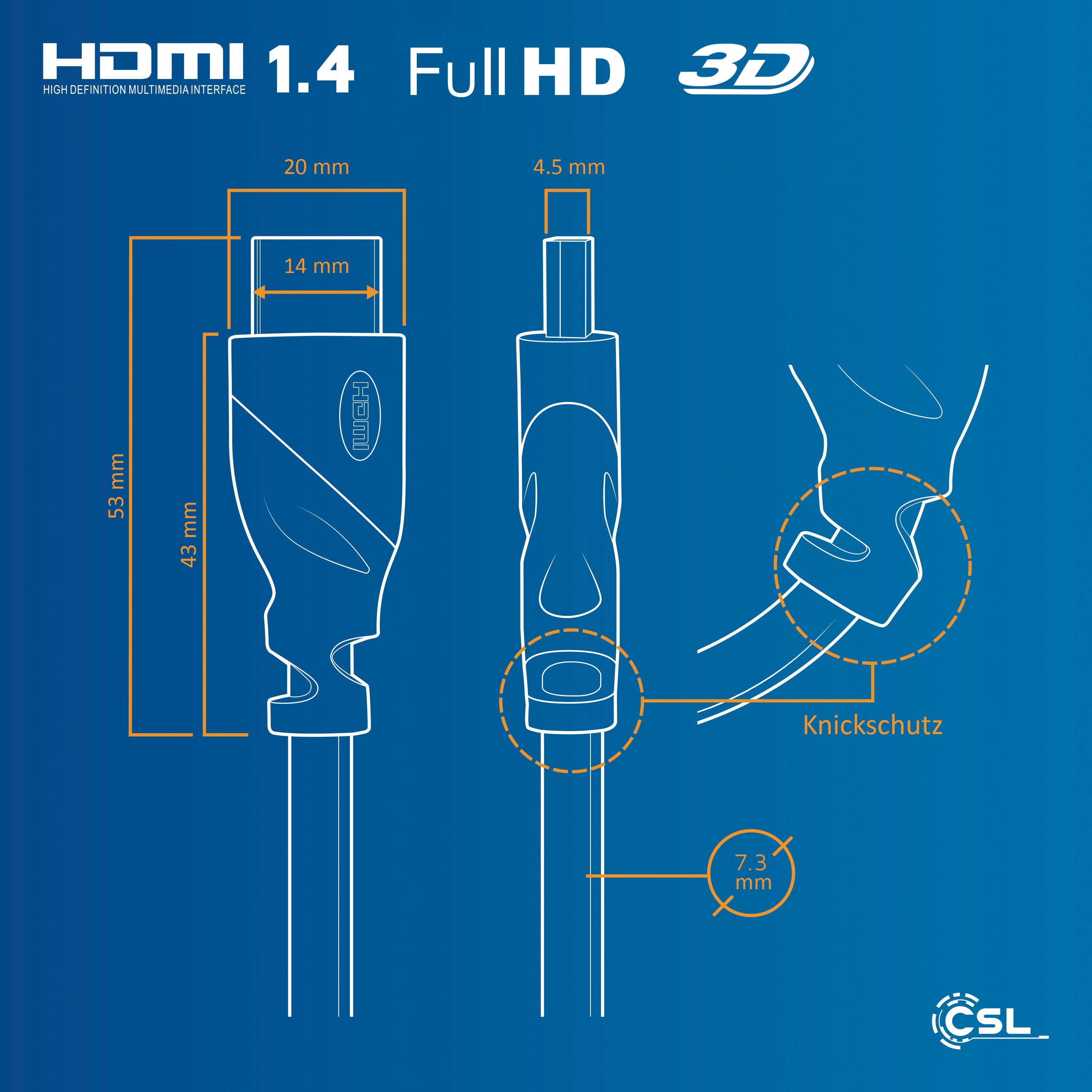 CSL HDMI-Kabel 2.0b, 4K UHD, Full HD, 3D, 3-fach geschirmt, High Speed mit Ethernet, HDMI Typ A - 15m-1