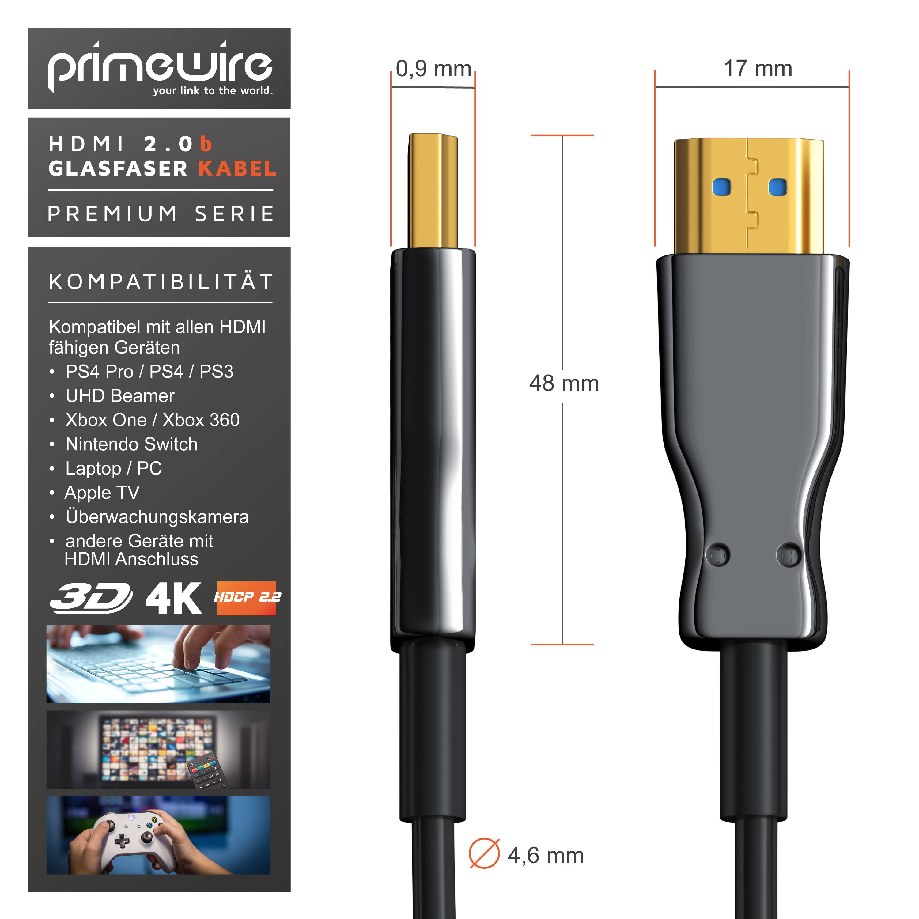 Primewire HDMI Kabel 2.0b Glasfaser - 4k 60Hz mit HDR - 3D - ARC - CEC - HDCP 2.2 - YUV 4 x 4 x 4 - 30m-3