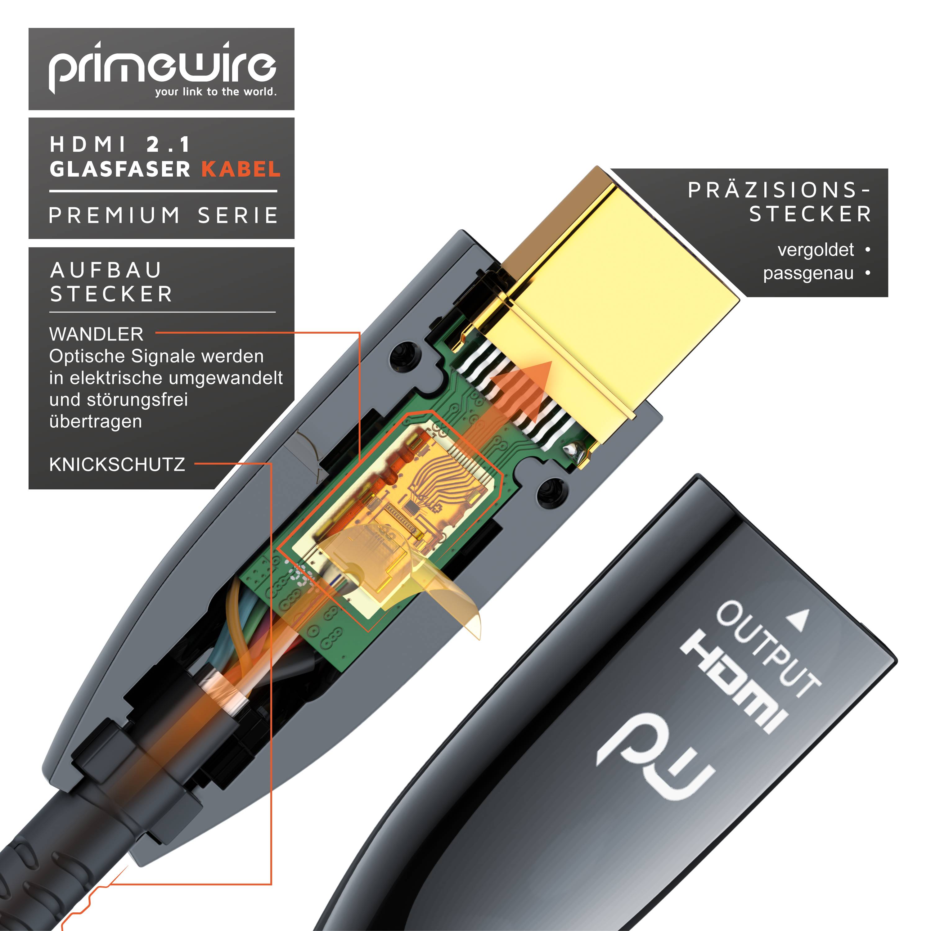 Primewire HDMI Kabel 2.1 Glasfaser, 8K 120Hz, 4k 240Hz, optisches Kabel HDR10+ 3D Ultra High Speed, Glasfaserkabel - 25m-2