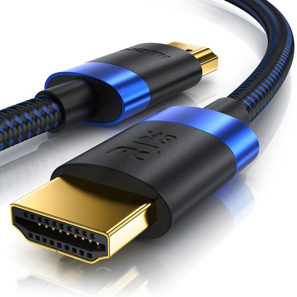 Primewire 5m High Speed 8K HDMI Kabel 2.1, Ethernet ARC 3D 4K Ultra HD 7680x4320 @ 120 Hz HDTV Full HD, Schwarz/Blau