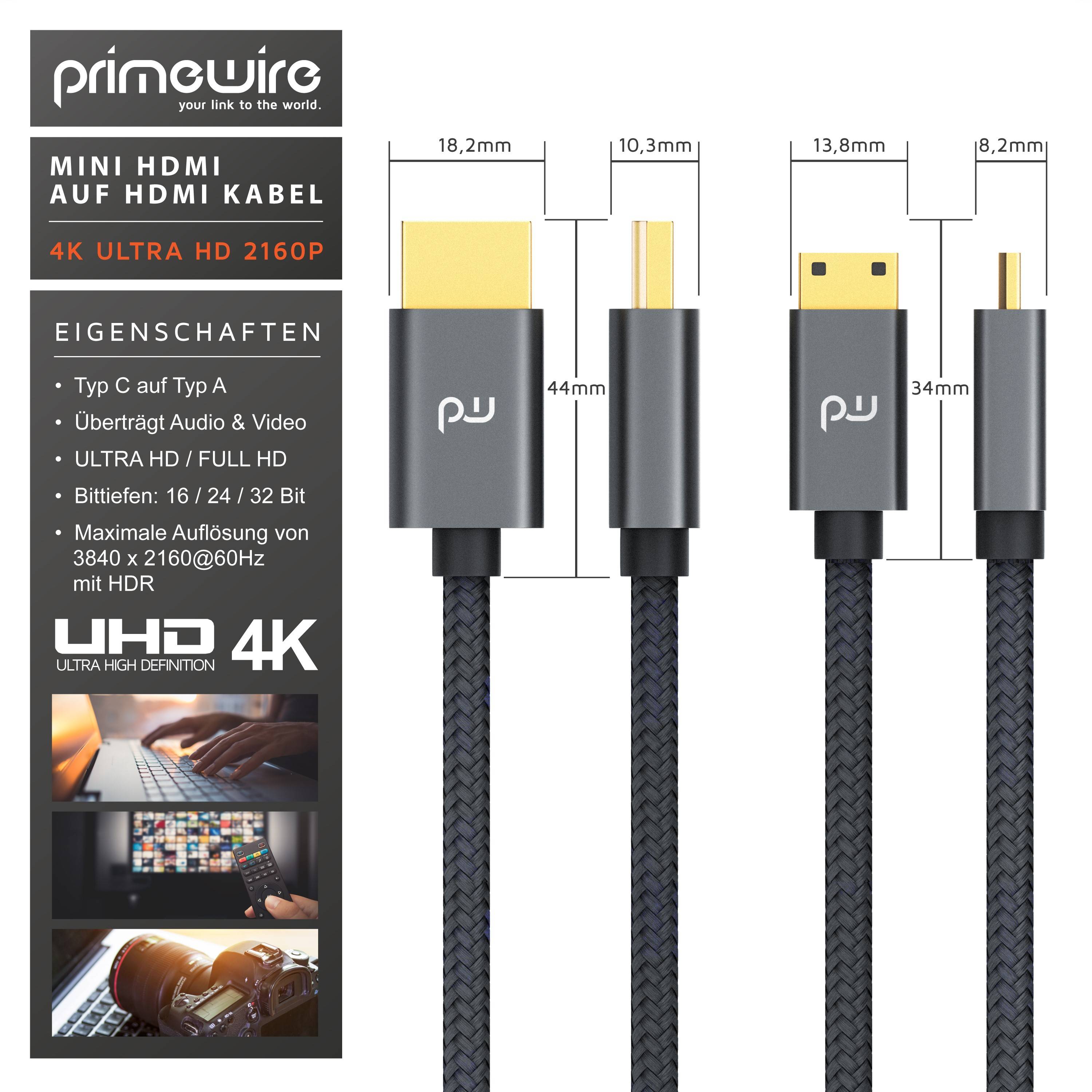 Primewire 8K HDMI auf Mini HDMI Adapterkabel 2.1, 4K 3840 x 2160 @ 60 Hz - 5m-1
