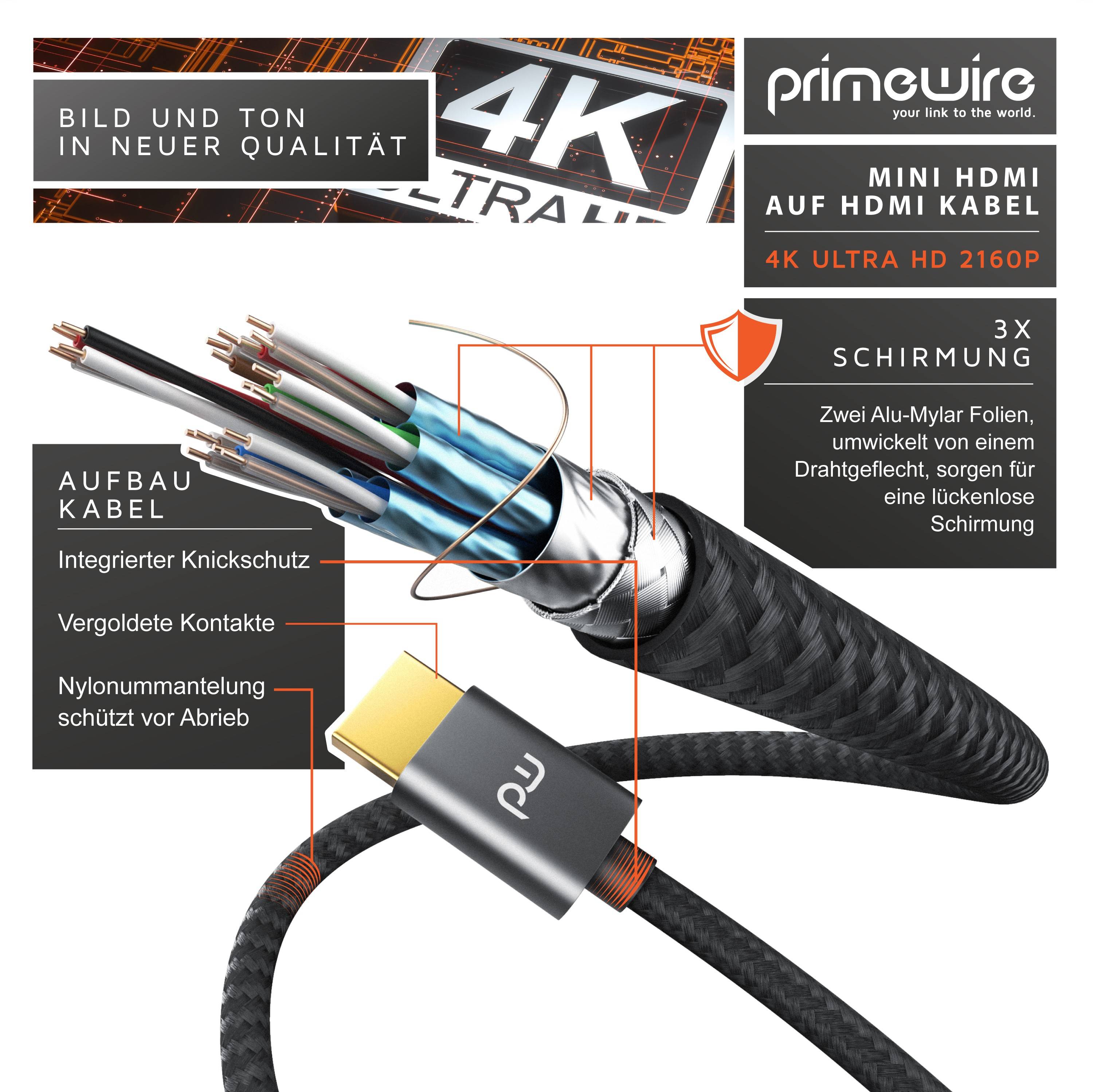 Primewire 8K HDMI auf Mini HDMI Adapterkabel 2.1, 4K 3840 x 2160 @ 60 Hz - 5m-2