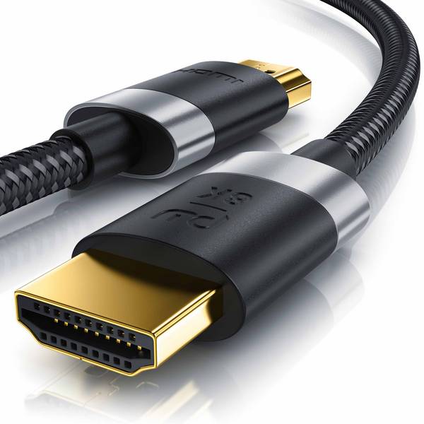 Primewire - 0,25m High Speed 8K HDMI Kabel 2.1, Ethernet 3D 4K Ultra HD 7680x4320 @ 120 Hz HDTV Full HD, Schwarz/Silber