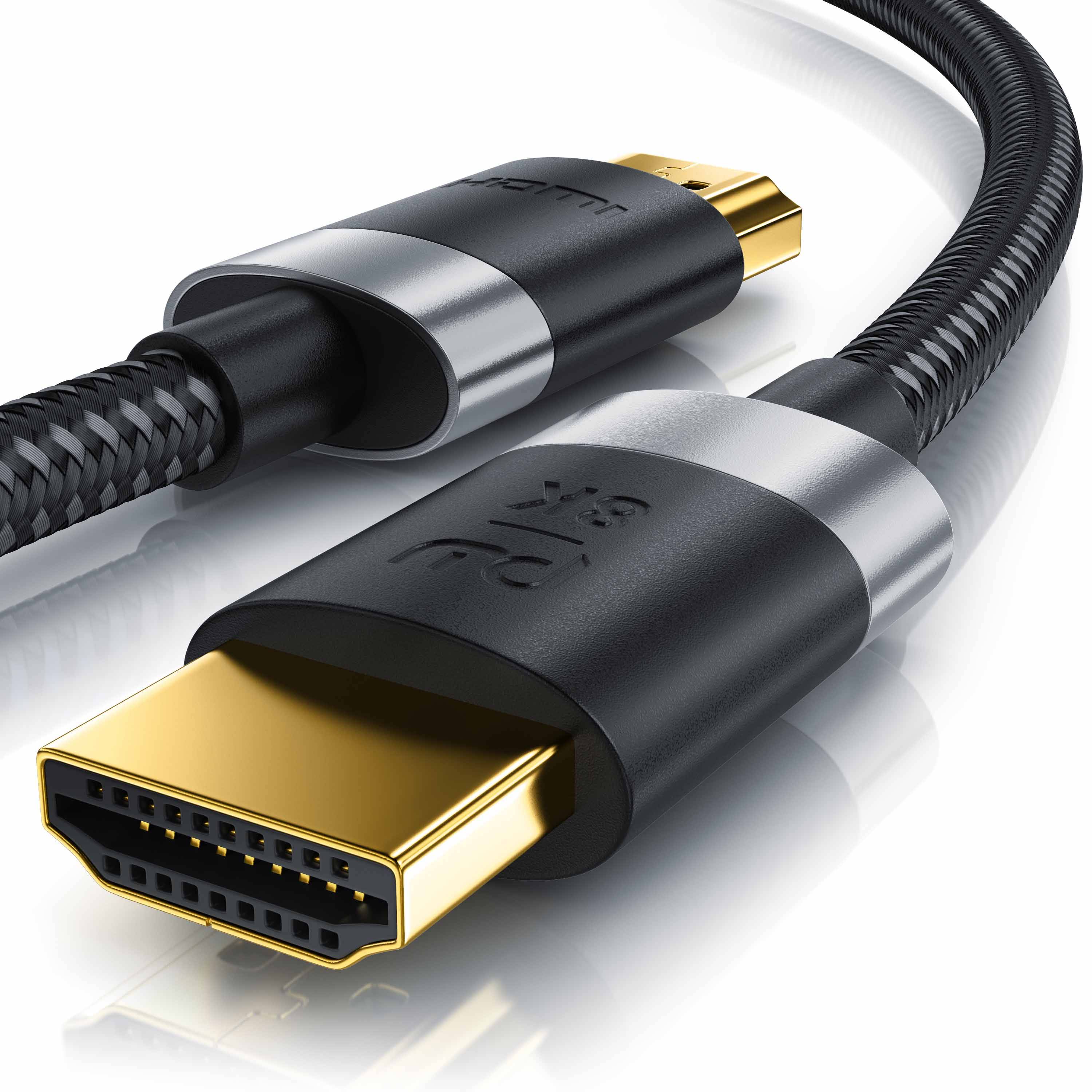 Primewire - 3m High Speed 8K HDMI Kabel 2.1, Ethernet ARC 3D 4K Ultra HD 7680x4320 @ 120 Hz HDTV Full HD, Schwarz/Silber-0