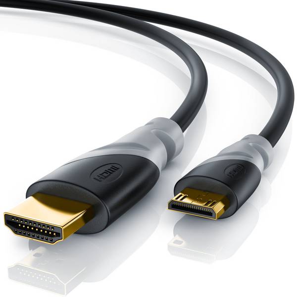 CSL HDMI Typ C (Mini) 2.0 zu HDMI Typ A Kabel, Ultra HD, UHD, 2160p, 4k bei 30 Hz, 1080p, 3D, Ethernet - 5m